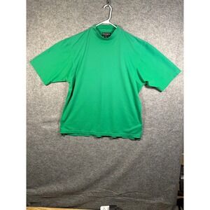 FootJoy‎ Mens XL Green Mock Neck Short Sleeve Golf Performance Shirt FJ Logo
